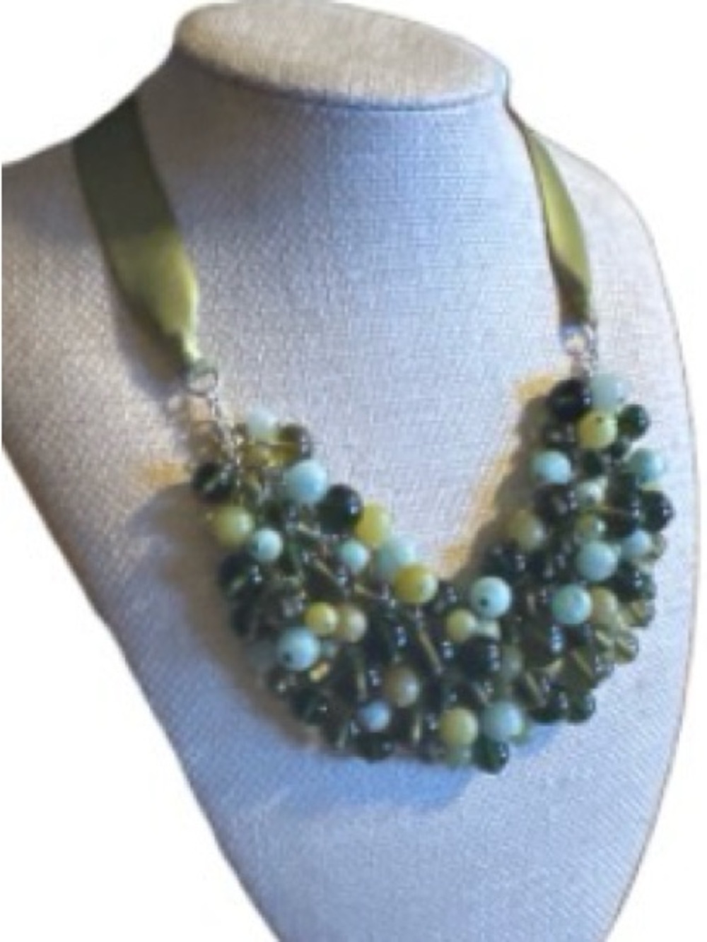 Green Beaded Statement bib Necklace - Women Jewelry